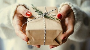 woman holding a gift